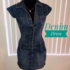 Denim Button Down Mini Dress 👗